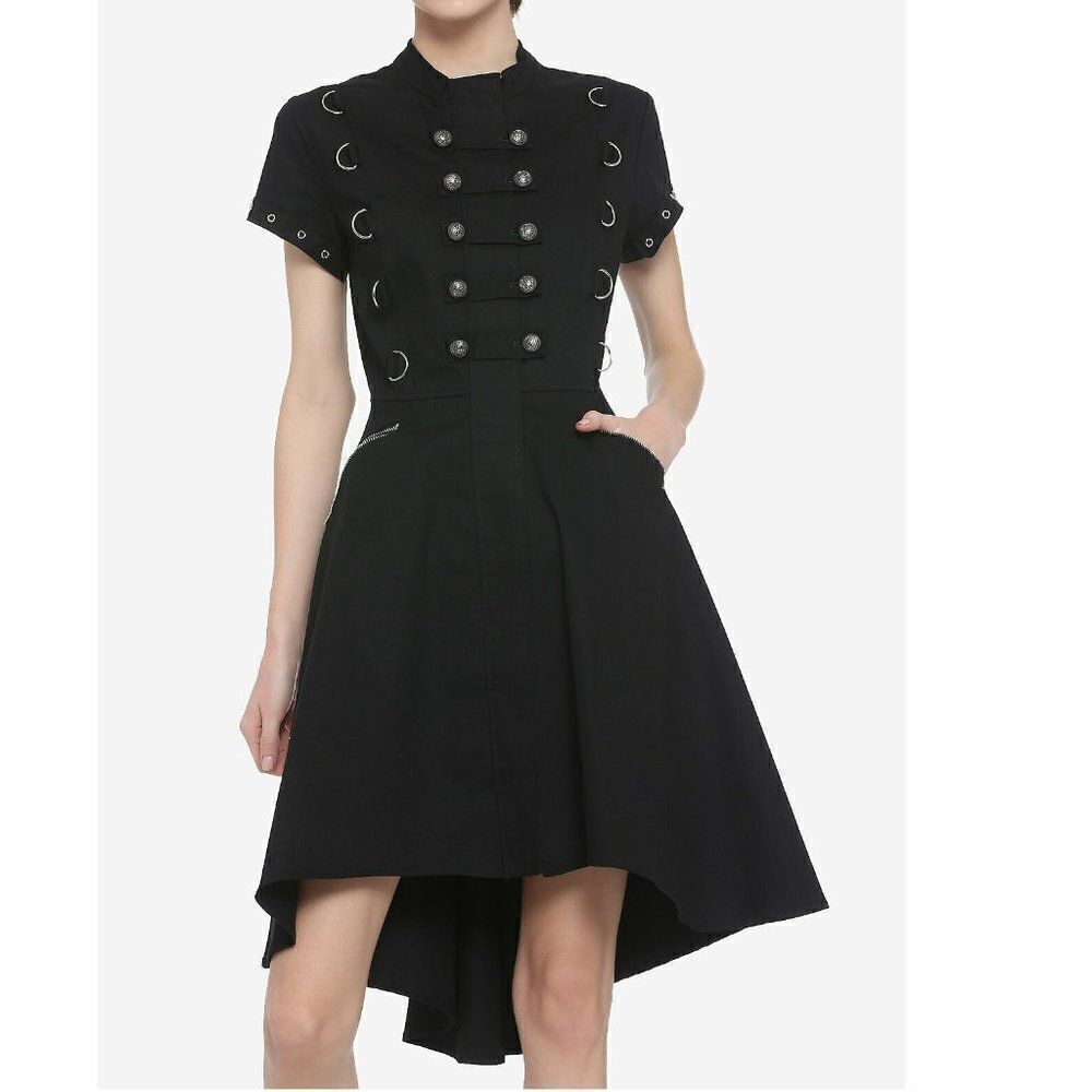 Black, Goth, Emo, Military MCR style Dress with metal hardware Sm & Med